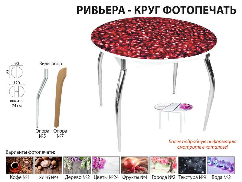 стол обеденный ривьера круг фотопечать в Череповце