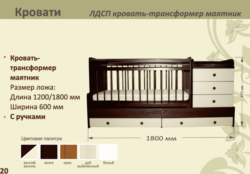 детская лдсп кровать-трансформер маятник в Череповце