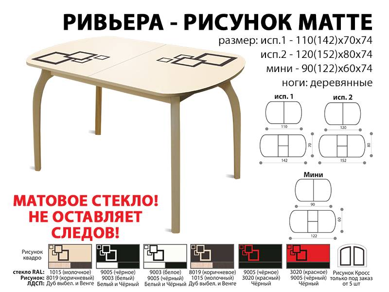 стол обеденный ривьера рисунок матте в Череповце