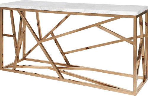 консоль geometric 180x50x90 золото, белая столешница в Череповце