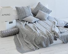 комплект плед с косами (180*220) и 2 наволочки (50*50) серый в Череповце