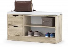 тумба для обуви лайт 10.82, цвет дуб крафт серый/белая искусственная кожа в Череповце