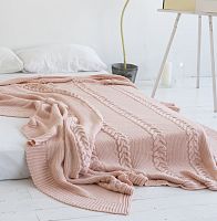 комплект плед с косами (180*220) и 2 наволочки (50*50) св. персик в Череповце