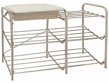 этажерка для обуви inhome эти4 с 3 полками, со встроенным ящиком-сиденьем, 790х330х510мм и с нагрузкой до 100 кг, бежевый в Череповце