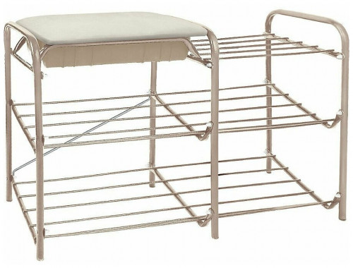 этажерка для обуви inhome эти4 с 3 полками, со встроенным ящиком-сиденьем, 790х330х510мм и с нагрузкой до 100 кг, бежевый в Череповце