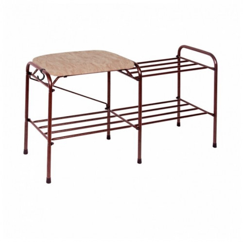 подставка для обуви зми, 2-х полочная с бежевым сиденьем, медный антик, 89х30х45см в Череповце