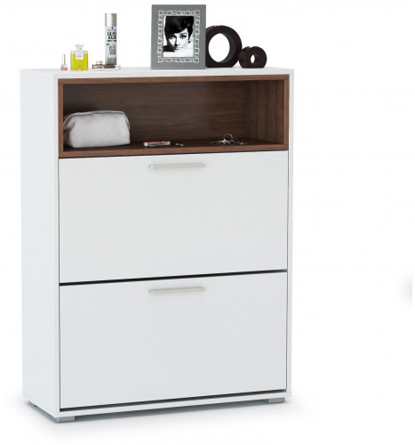 тумба под обувь лайт 08.136, цвет орех селект каминный/белый премиум в Череповце