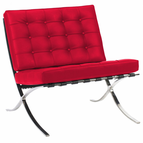 кресло barcelona chair кожа красное в Череповце