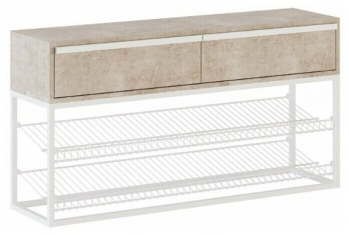 консоль обувница, 1150*300*800, белый муар, лдсп (камень светлый) в Череповце