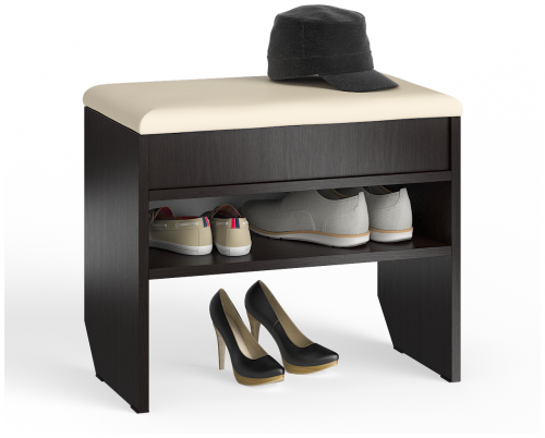 тумба для обуви мд-9 с нишей и мягким сиденьем, цвет венге в Череповце