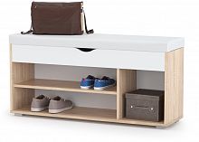 тумба для обуви лайт 08.58, цвет дуб сонома/белый/белая искусственная кожа в Череповце