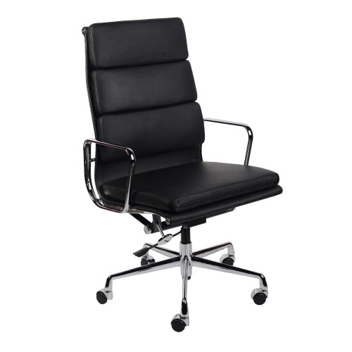 кресло eames style на колесиках черная кожа в Череповце