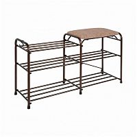 подставка для обуви зми, 3-х полочная с бежевым сиденьем, медный антик, 89х30х48см. в Череповце