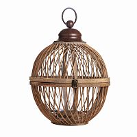 подсвечник-фонарь круглый деревянный большой со стеклом bamboo, 40 см в Череповце
