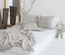 комплект плед с косами (180*220) и 2 наволочки (50*50) лён в Череповце