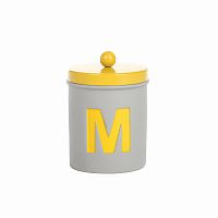 подсвечник серый каменный с желтой крышкой буква m, 13,5 см в Череповце