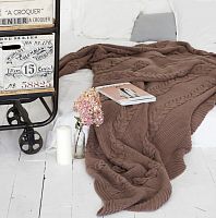 комплект плед с косами (180*220) и 2 наволочки (50*50) св. кофейный в Череповце