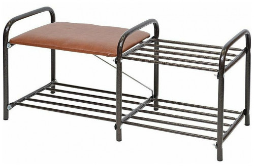 этажерка для обуви nika люкс 1 с сиденьем, 790х330х360 мм, нагрузка до 100 кг, медный антик в Череповце